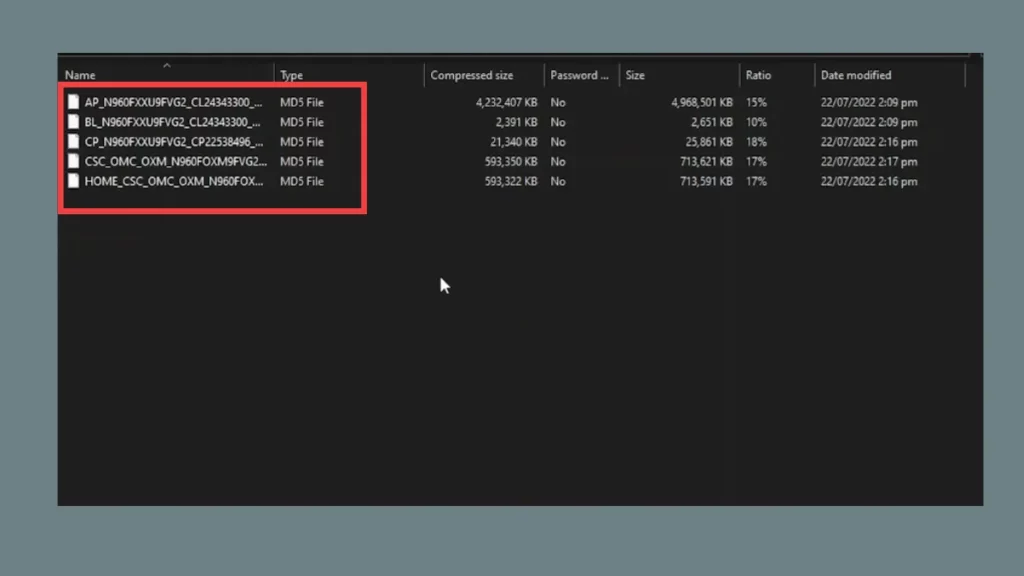 Extract Samsung firmware file to get BL, AP, CP, CSC, and Home CSC binaries