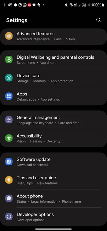 Developer Options In Samsung