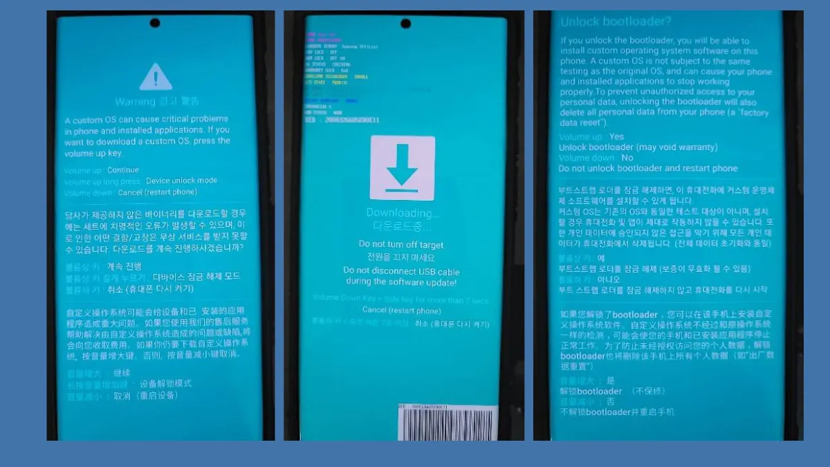 Samsung Galaxy phone in Download Mode