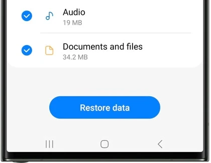 Restore data option in Samsung temporary cloud backup